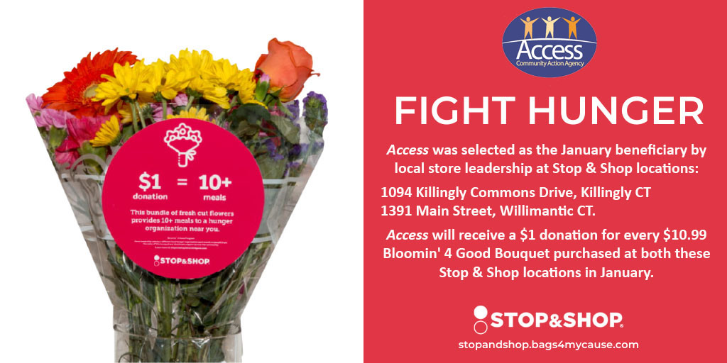Fight Hunger by purchasing a red tag boquet of flowers at selected Stop and shop locations