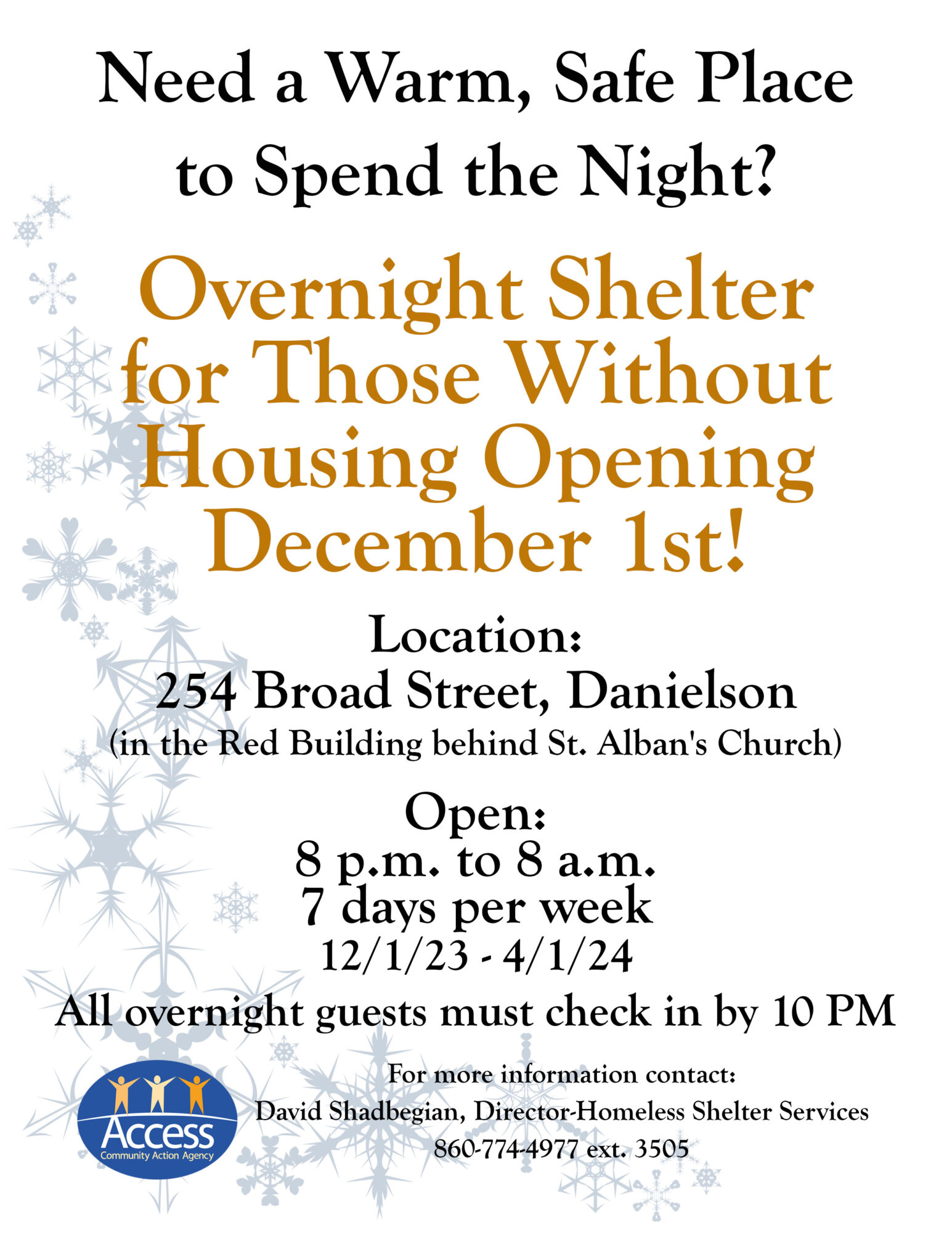 Cold Weather Overnight Shelter Flyer